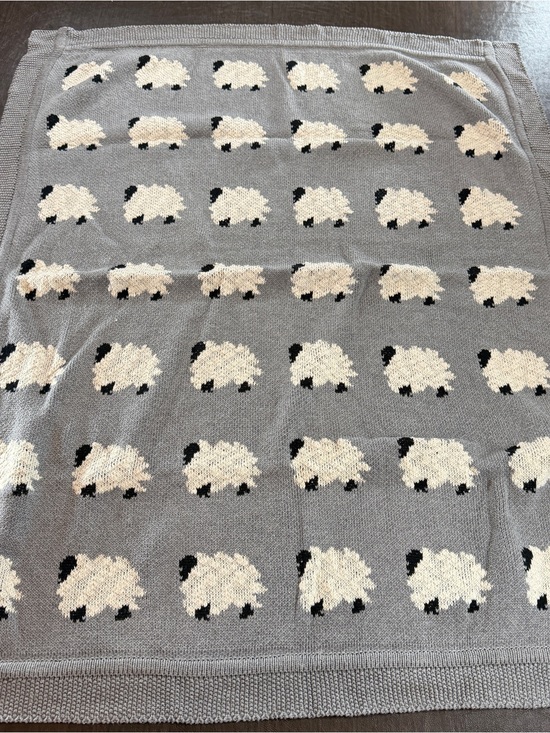 Nicole Miller Other - Nicole Miller Gray and White 100% Cotton Baby Sheep Pattern Blanket. 38x32